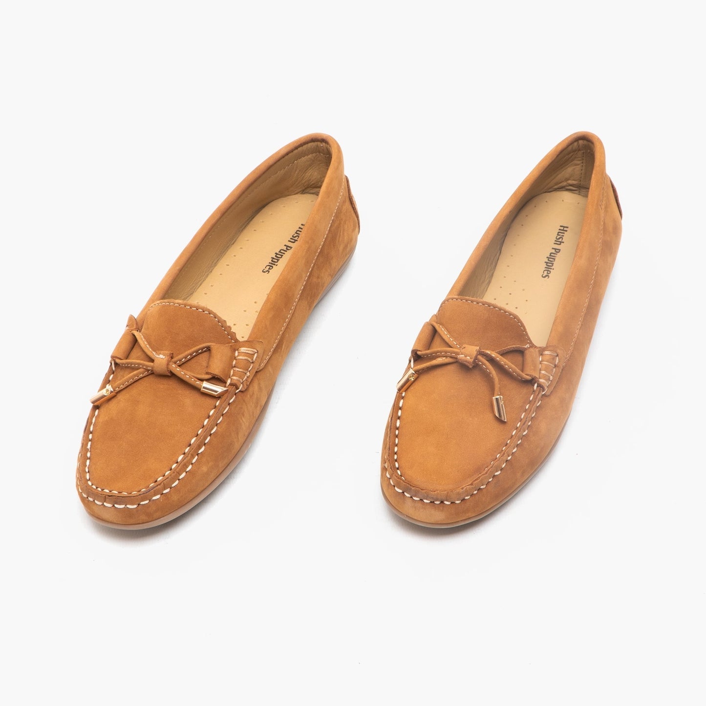 Hush Puppies MAGGIE Womens Leather Driving Shoes Tan