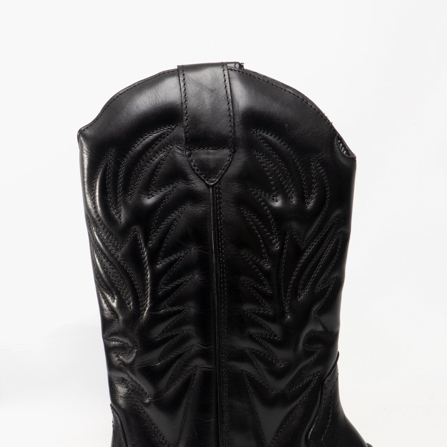 Woodland KANSAS Mens Calf Length Leather Cowboy Boots Black