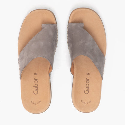 Gabor LANZAROTE Womens Leather Mule Sandals Smoke