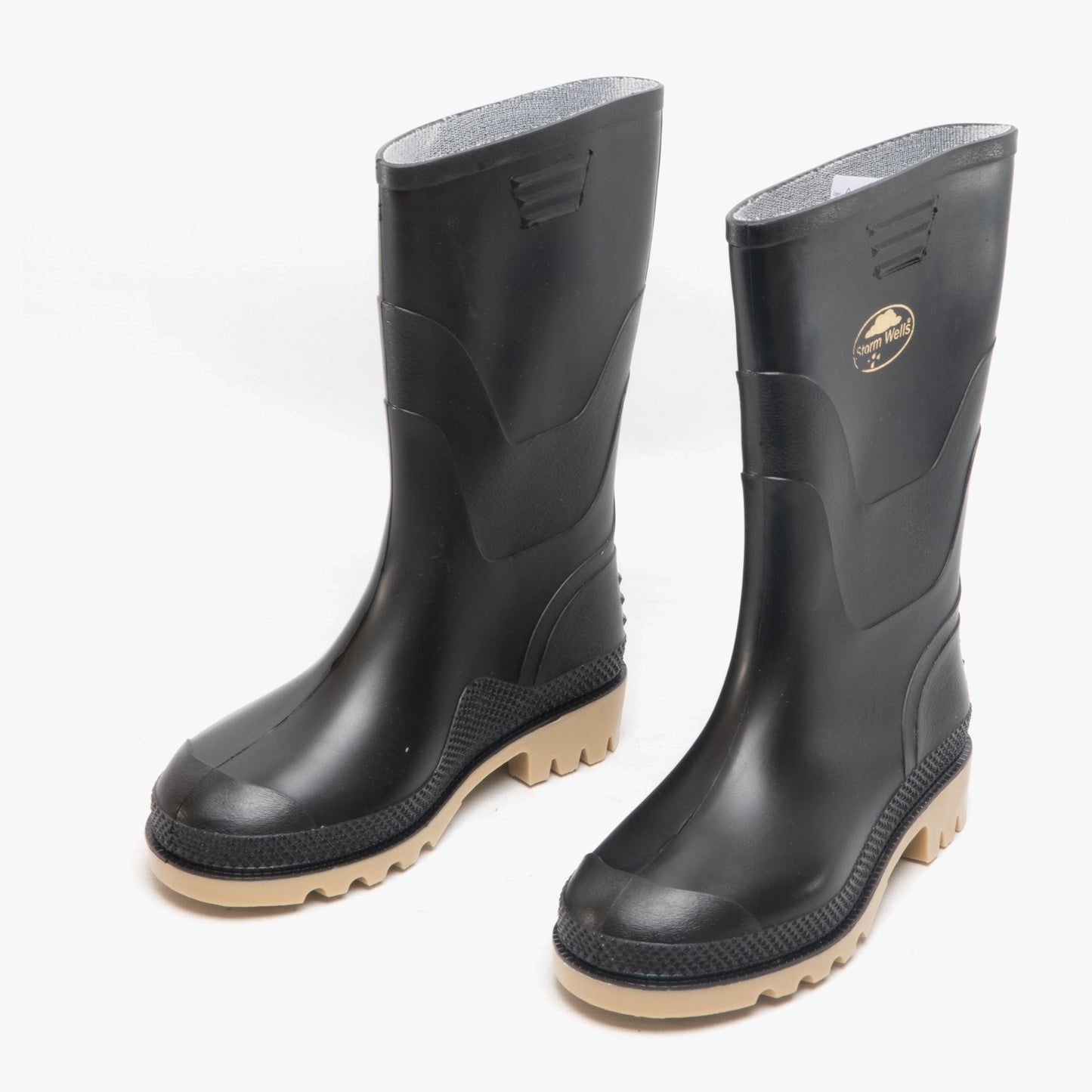 Stormwells SPLASH Kids Junior PVC Wellington Boots Black