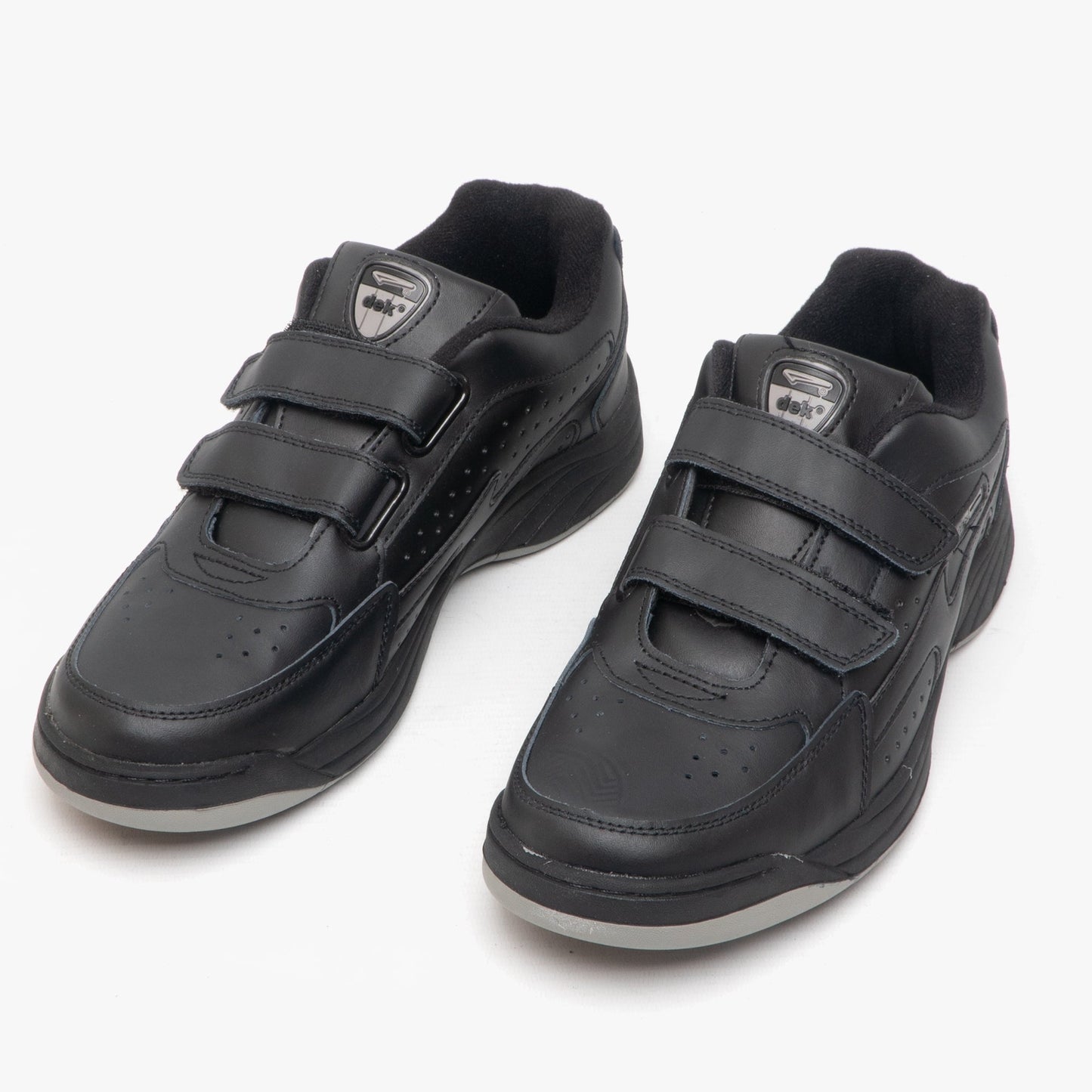 DEK ARIZONA Mens Leather Twin Touch Fastening Trainers Black