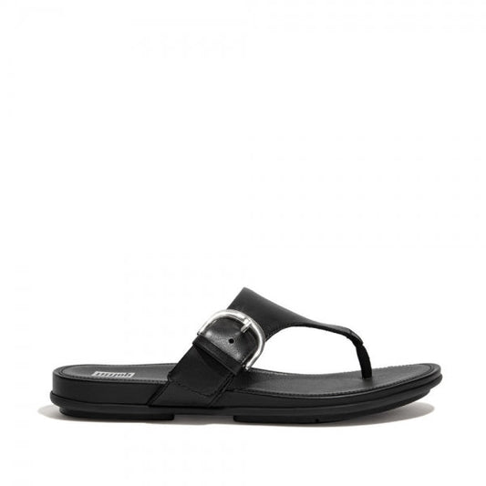 FitFlop GRACIE Womens Leather Toe Post Sandals All Black