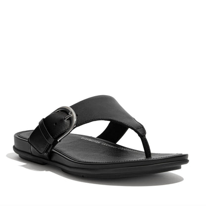 FitFlop GRACIE Womens Leather Toe Post Sandals All Black
