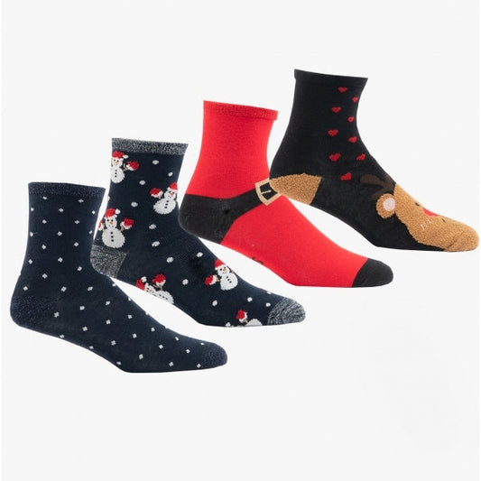 Vero Moda HOHO Womens Cotton Mix 4 Pack Christmas Socks Multi: ONE SIZE