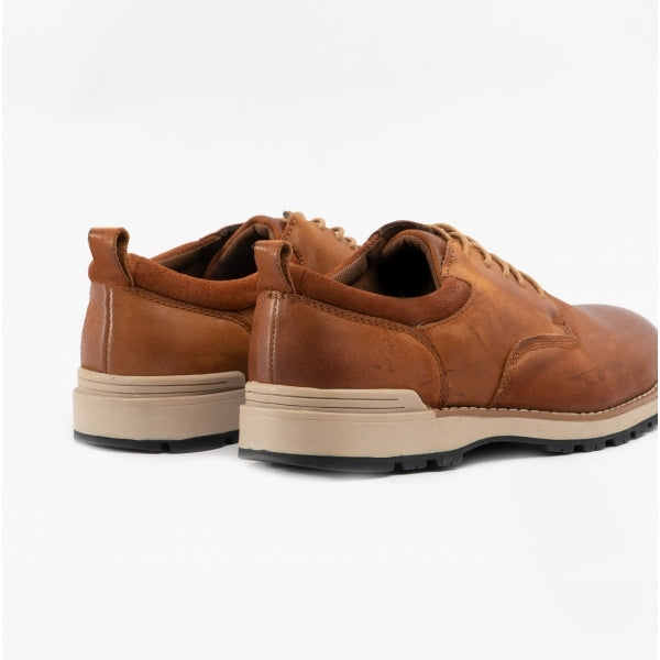 Hush Puppies DYLAN Mens Leather Derby Shoes Brown