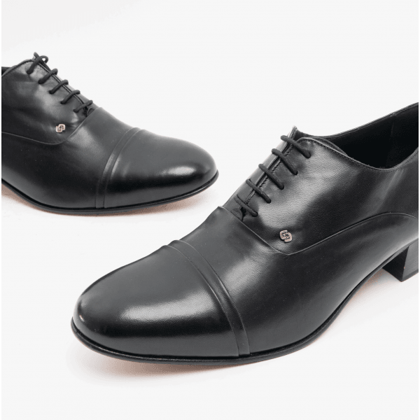 Club Cubano CORDOBA Mens Soft Leather Lace-Up Cuban Heel Oxford Shoes Black