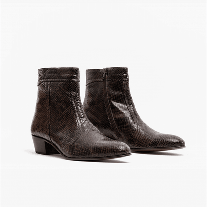 Club Cubano EMMANUEL Mens Snakeprint Leather Cuban Heel Boots Vison
