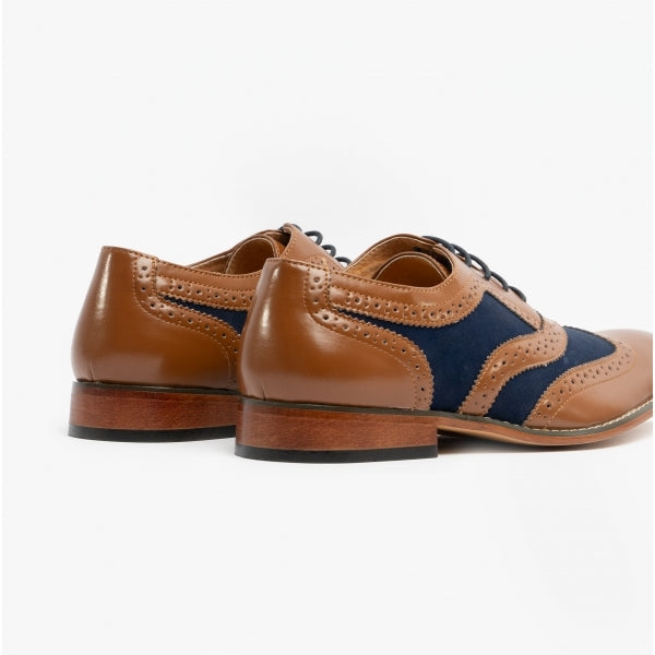 Goor DAVID Mens Two Tone Brogues Tan/Navy