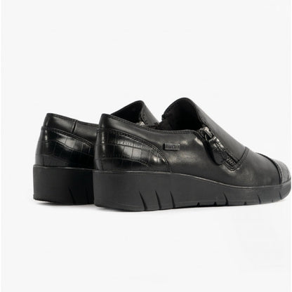 Jana 24660-29-055 Womens Leather Shoes Black Croc