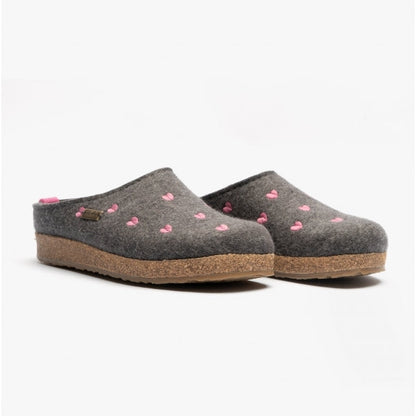 Haflinger CUORICINI Womens Wool Slippers Anthracite