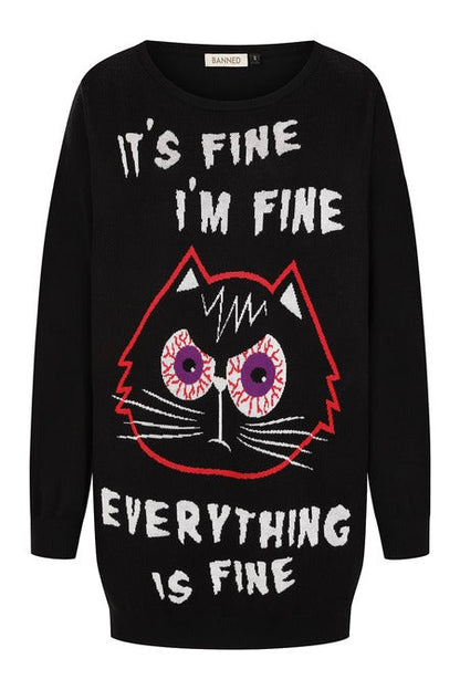 Banned Apparel Gothic Jumper Dress Black Oversized Knit