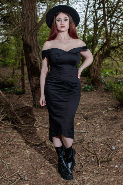 Alternative Coven United Black Bat Collar Wiggle Dress