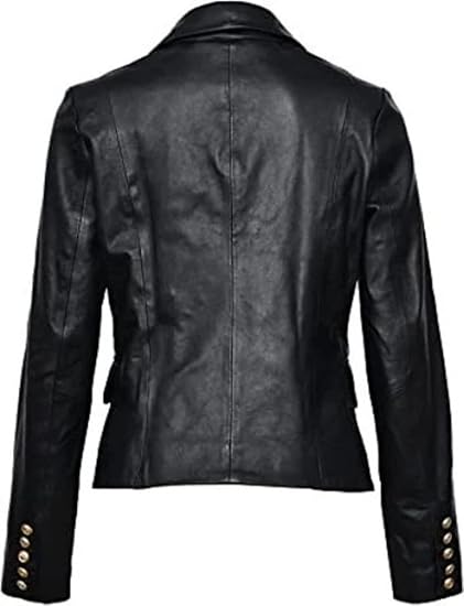 Women's Leather Formal Blazer Coat | Black