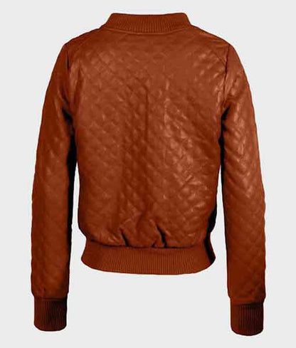 Women's Bomber Zip up Genuine Leather Jacket | Brown