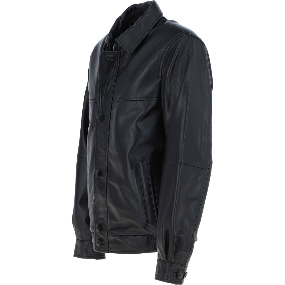 Men' Genuine Classic Leather Jacket | Black & Blue