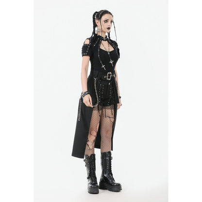 Dark in Love Chain Belt Layered Goth Skirt in Black