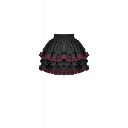 Dark in Love Black Crimson Gothic Tiered Skirt