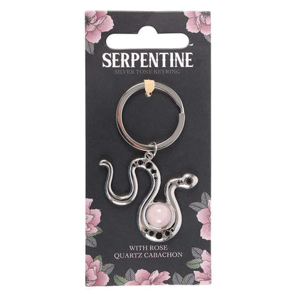 Gothic Gifts Snake Keyring with Rose Quartz Crystal