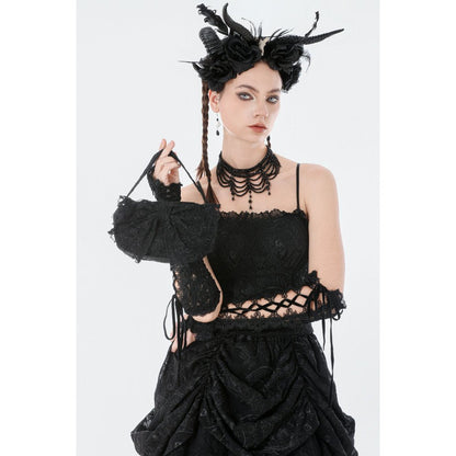Dark In Love Victoria Black Lace Bow Mini Handbag