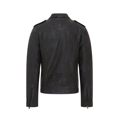 Men's Biker Style Leather Jacket | Black
