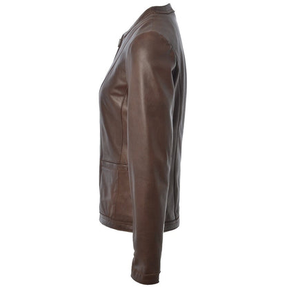Women Motorcycle Leather Jacket | Brown