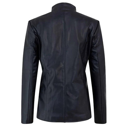 Women's Genuine Café Racer Sheepskin Motorcycle Leather Jacket, YKK Zipper | Black