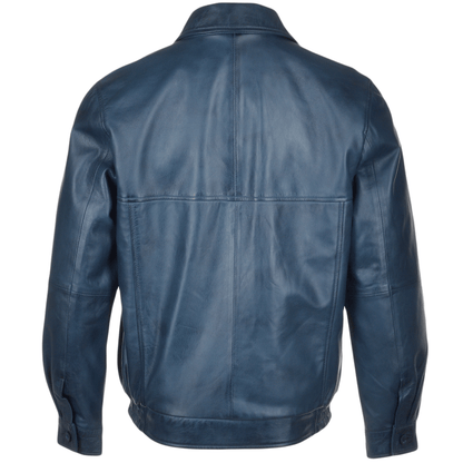 Men' Genuine Classic Leather Jacket | Black & Blue