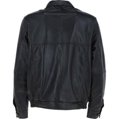 Men' Genuine Classic Leather Jacket | Black & Blue
