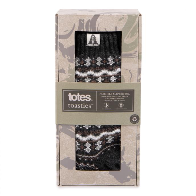 Totes Toasties SHERPA LINE FAIR ISLE SLIPPER SOCKS Mens Socks Fairisle