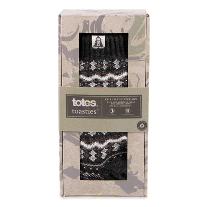 Totes Toasties SHERPA LINE FAIR ISLE SLIPPER SOCKS Mens Socks Fairisle