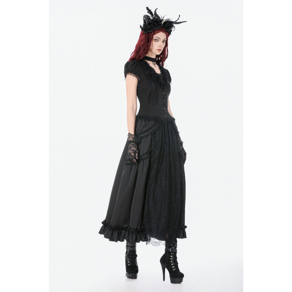 Dark in Love Courtly Cross Gem Gothic Blouse