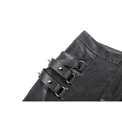 Dark in Love Punk Leather-Look Strap Detail Trousers