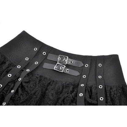 Dark in Love Punk Eyelet Lace Layered Mini Skirt
