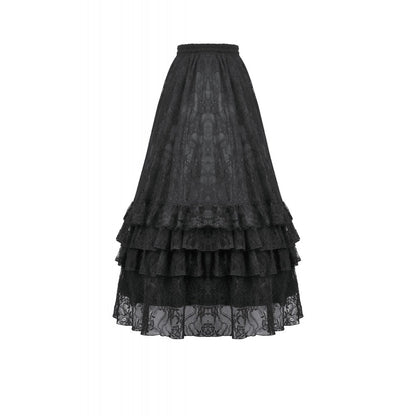Dark in Love Vintage Gothic Lace Layered Maxi Skirt