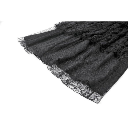Dark in Love Morticia Gothic Velvet & Lace Skirt in Black