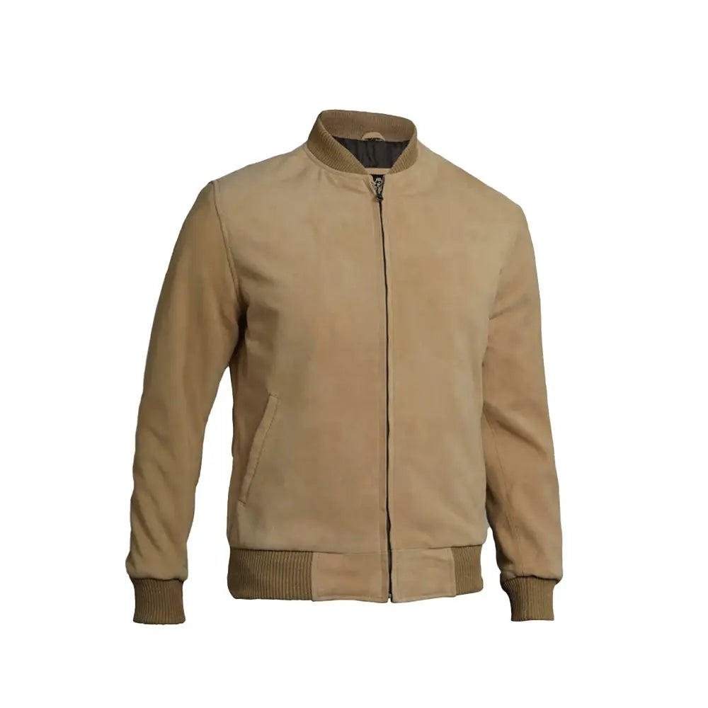Men's Bomber Suede Leather Jacket | Camel Brown