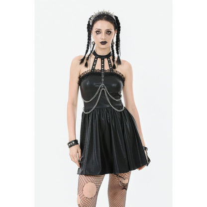 Dark in Love Valentina Red Velvet Mesh Panel Goth Dress