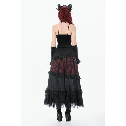Dark in Love Gothic Black & Red Velvet Lace Corset