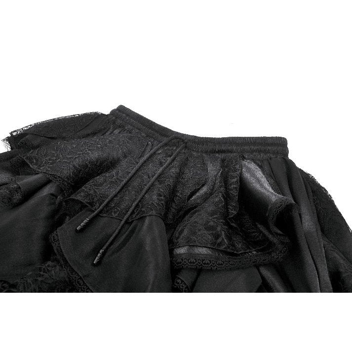 Dark in Love Morrigan Ruffled Goth Midi Skirt in Black