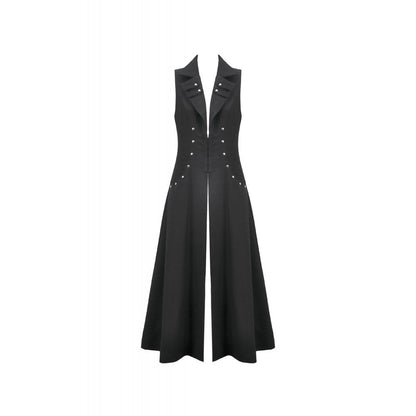 Dark in Love Collete Punk Sleeveless Long Fitted Coat