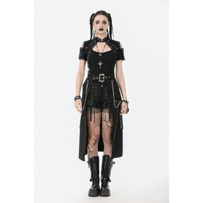 Dark in Love Chain Belt Layered Goth Skirt in Black