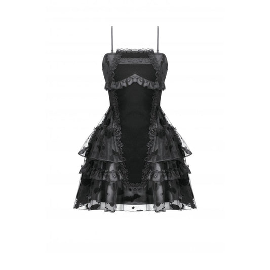 Dark in Love Morwenna Bat Mesh Layered Goth Mini Dress