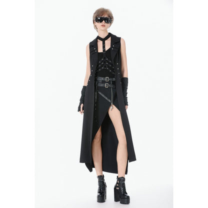 Dark in Love Collete Punk Sleeveless Long Fitted Coat