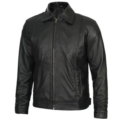 Men's Vintage Harrington Leather Jacket | Black