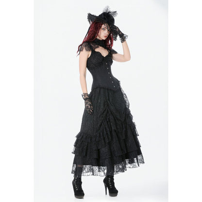 Dark in Love Vintage Gothic Lace Layered Maxi Skirt