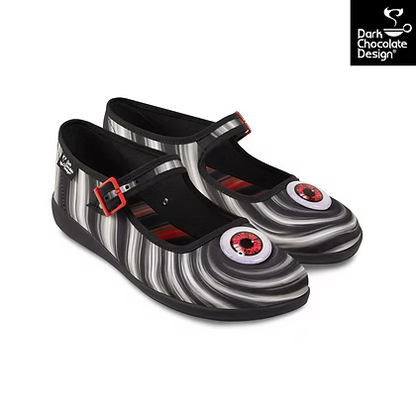 Chocolaticas® Abyss - Hypnotic Eye Mary Jane Flats - Size UK 9.5 Left Only!