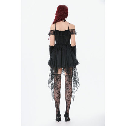 Dark in Love Morgana Gothic Off-Shoulder Lace Hem Dress