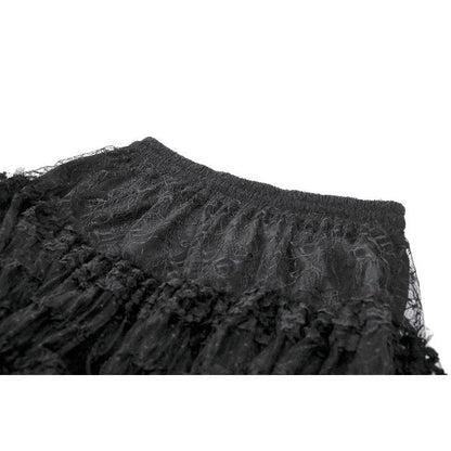 Dark in Love Morticia Gothic Velvet & Lace Skirt in Black