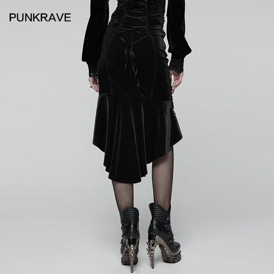 Punk Rave – Belladonna Goth Rose Fishtail Skirt