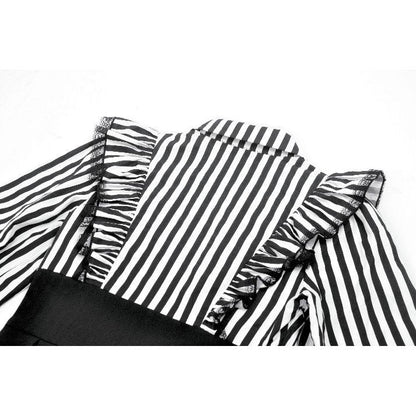 Dark in Love Striped Ruffle Gothic Lolita Dress